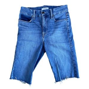Women’s GOOD AMERICAN Medium Blue Wash Denim Cutoff Denim Jean Shorts Sz. 6 / 28